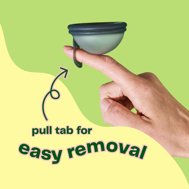 The Viv Disc has a pull tabe for easy removal. A finger loops into the pull tab, and you can guide the disc out of your body with ease.