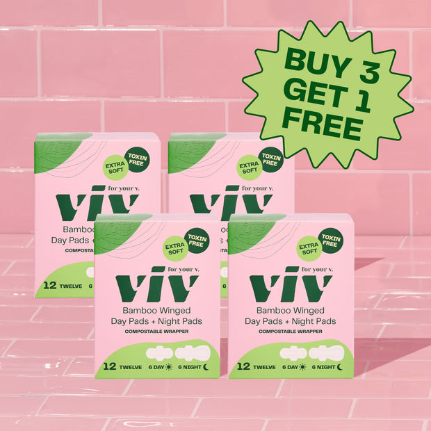 Viv Combo Winged Pad Bundle: Get 4 Combo Boxes of Day Pads & Night Pads for the Price of 3. Buy 3 Get 1 Free.