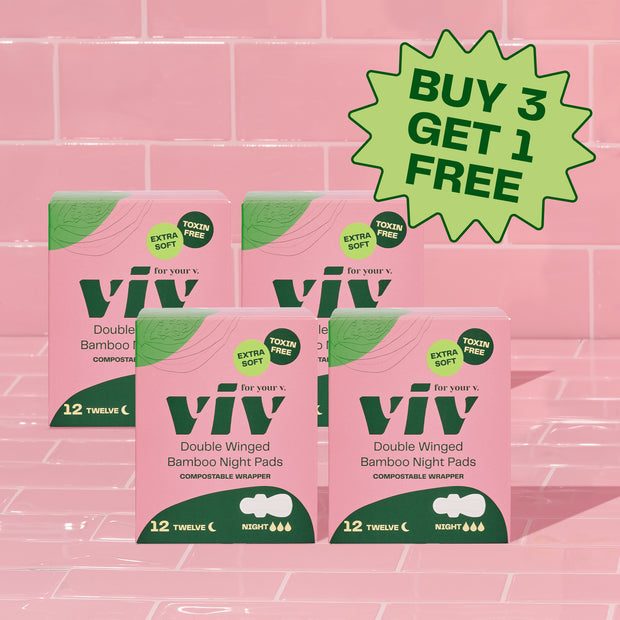 Viv Double-Winged Night Pad Bundle: Get 4 boxes of Viv Night Pads for the price of 3. Buy 3 Get 1 Free!