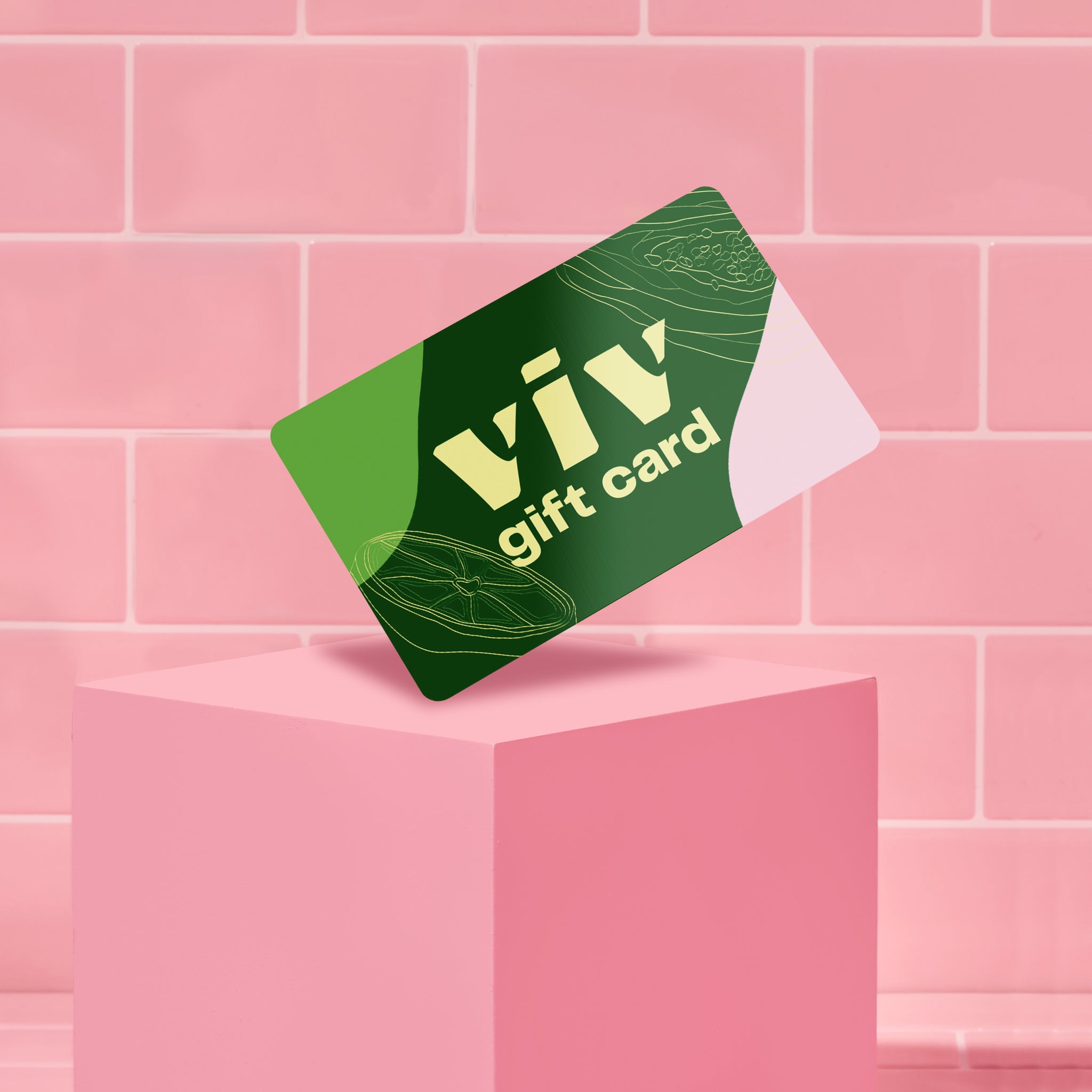 Viv gift card to spend on sustainable period care. The gift card has a cool, gen-z design.
